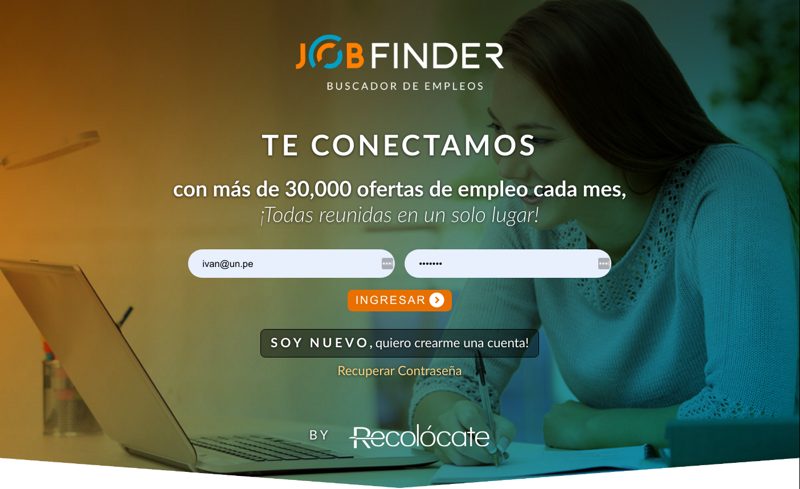 Vista de Jobfinder